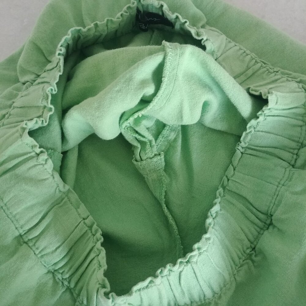 Bright apple green linen blend shorts elastic stretch waist size 8 - Picture 11 of 13
